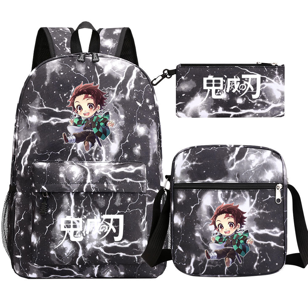 Demon Slayer Kamado Tanjiro SchoolBag Backpack Shoulder Bag Book Pencil Bags 3pcs Set