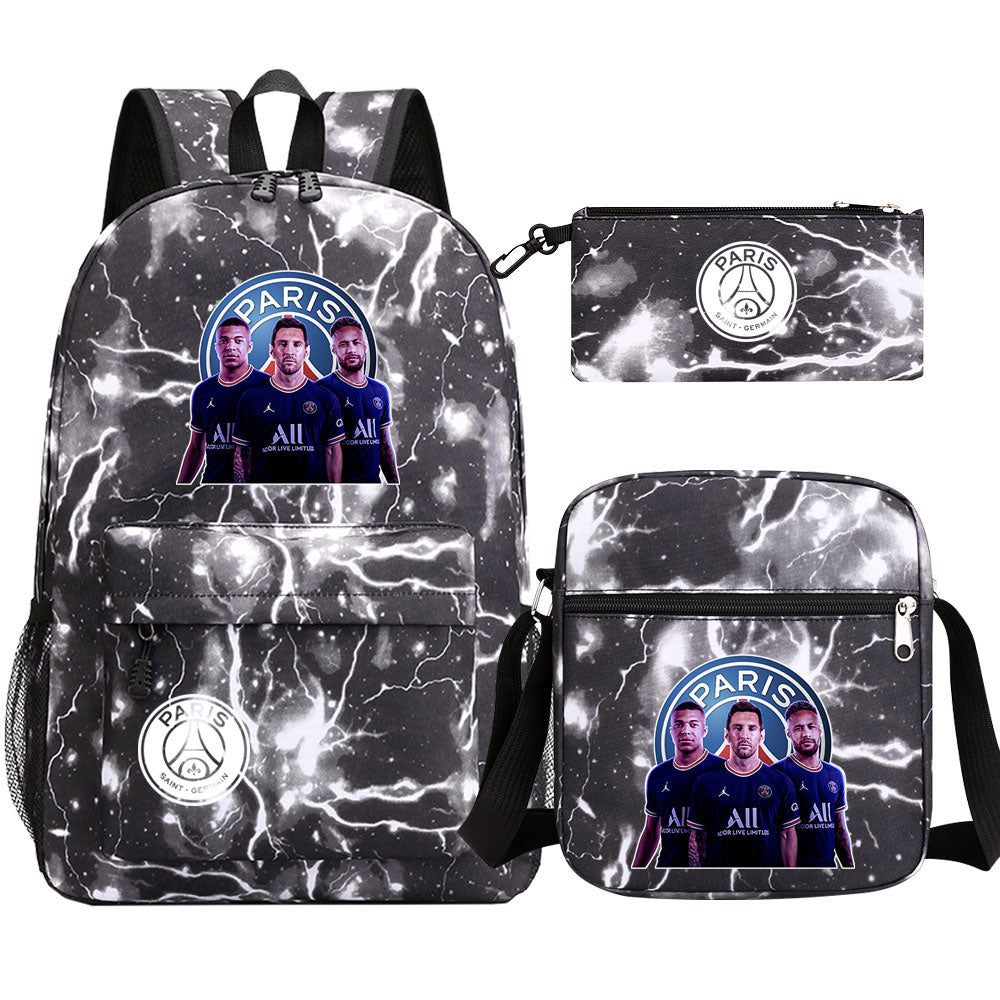 Mbappe Football Player SchoolBag Backpack Shoulder Bag Book Pencil Bags 3pcs Set