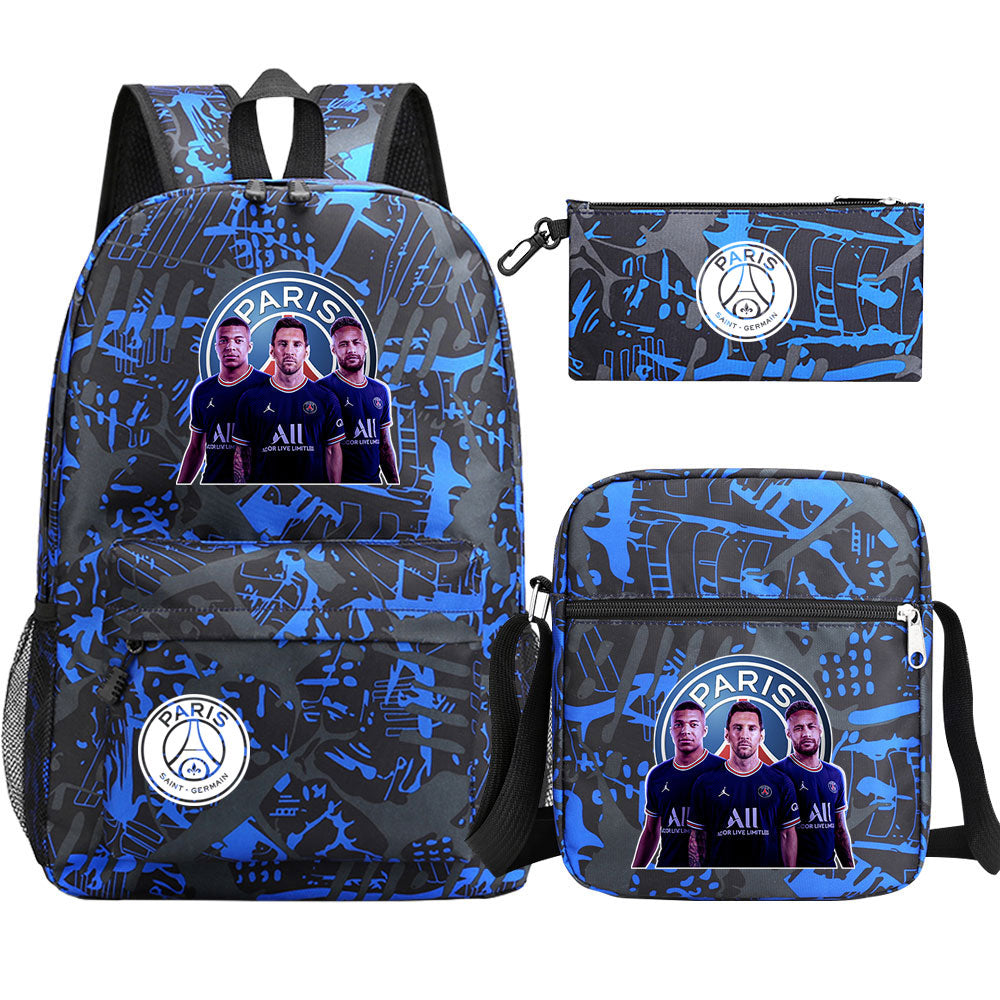 Mbappe Football Player SchoolBag Backpack Shoulder Bag Book Pencil Bags 3pcs Set