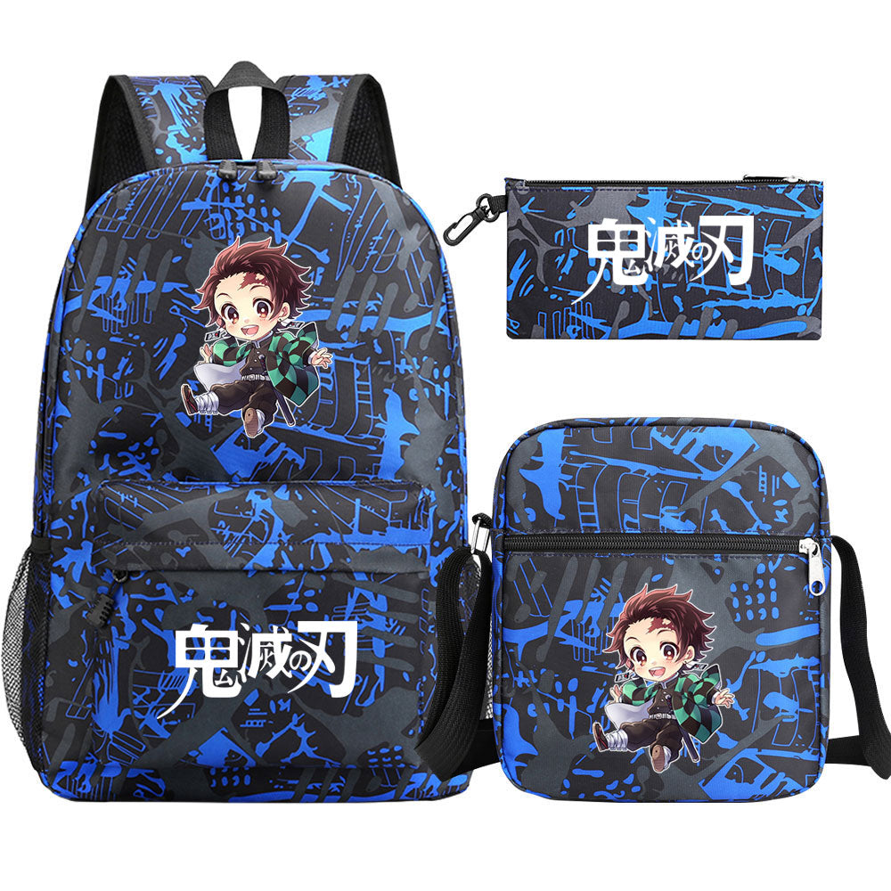 Demon Slayer Kamado Tanjiro SchoolBag Backpack Shoulder Bag Book Pencil Bags 3pcs Set