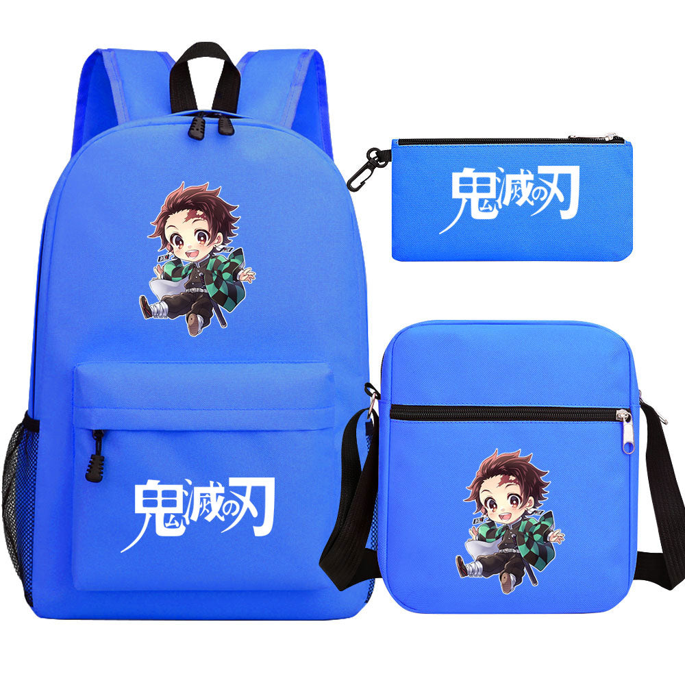 Demon Slayer Kamado Tanjiro SchoolBag Backpack Shoulder Bag Book Pencil Bags 3pcs Set