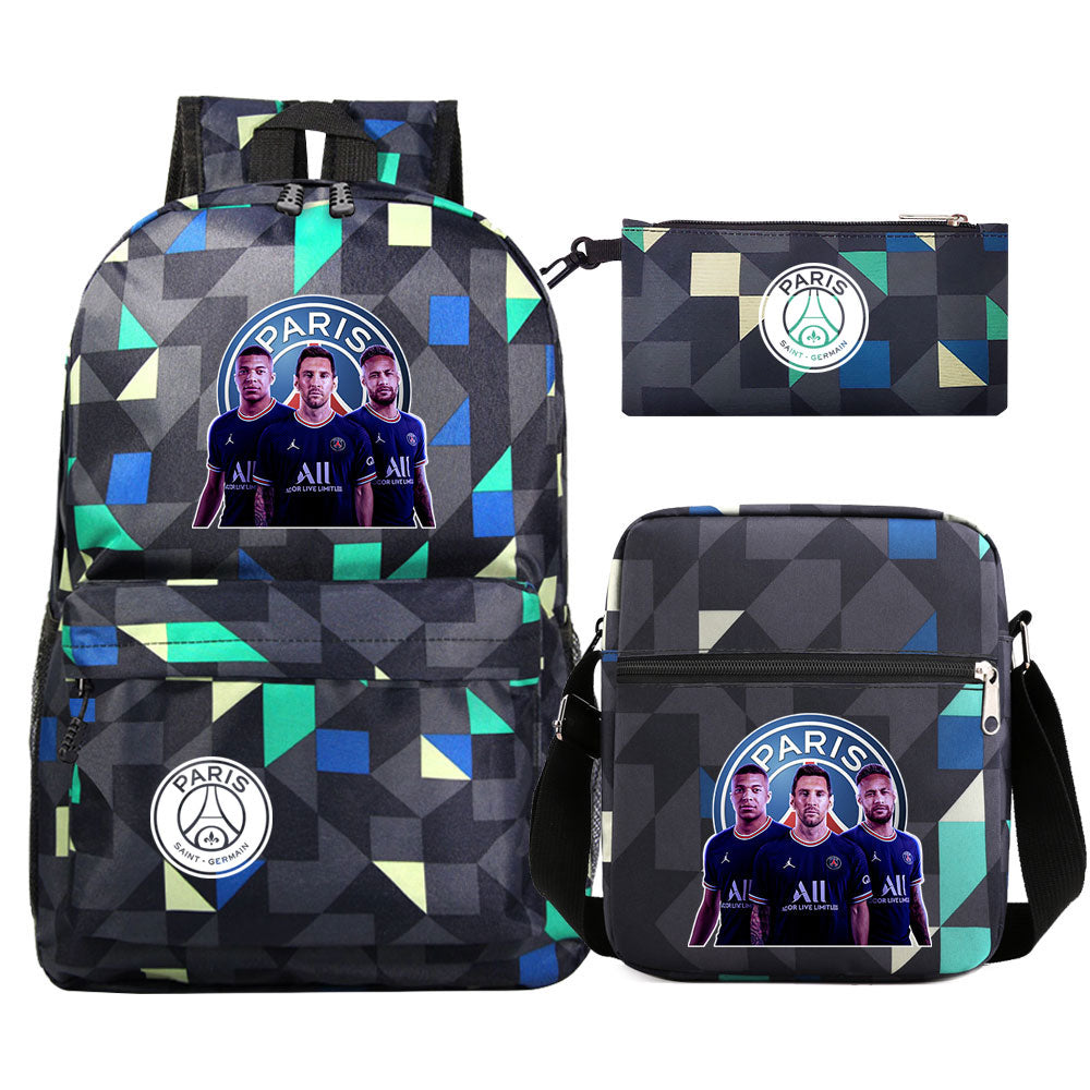 Mbappe Football Player SchoolBag Backpack Shoulder Bag Book Pencil Bags 3pcs Set