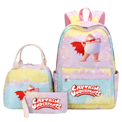 Captain Underpants Pink Starry Sky SchoolBag Backpack Lunch Box Bag Book Pencil Bags 3pcs Set