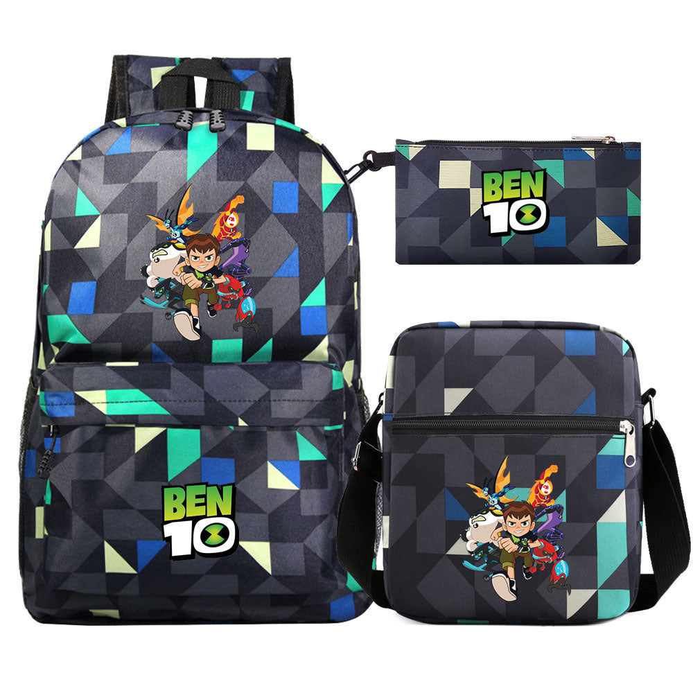 Ben 10 Ben Tennyson SchoolBag Backpack Shoulder Bag Book Pencil Bags 3pcs Set