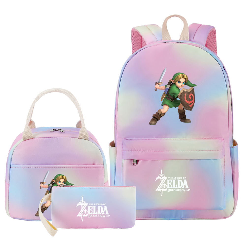 Zelda Pink Starry Sky SchoolBag Backpack Lunch Box Bag Book Pencil Bags 3pcs Set