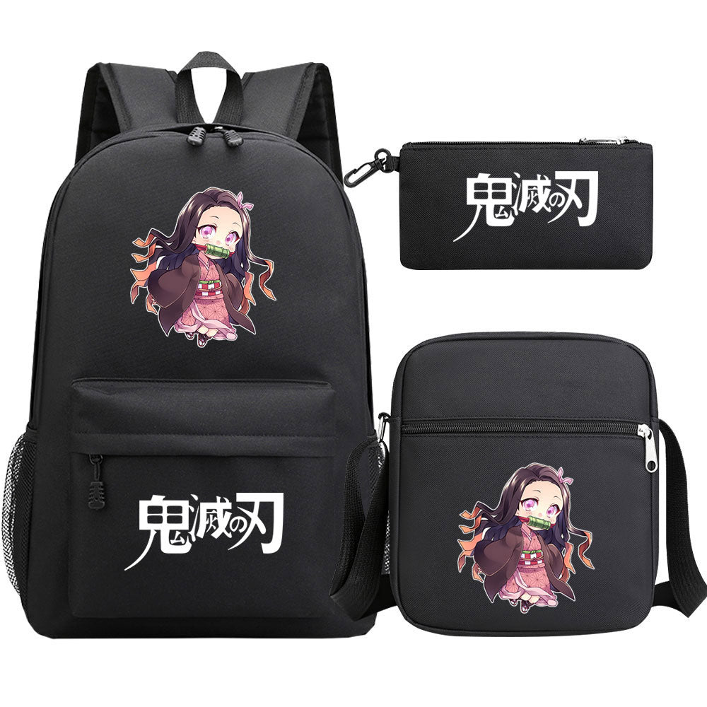 Demon Slayer Kamado Nezuko SchoolBag Backpack Shoulder Bag Book Pencil Bags 3pcs Set