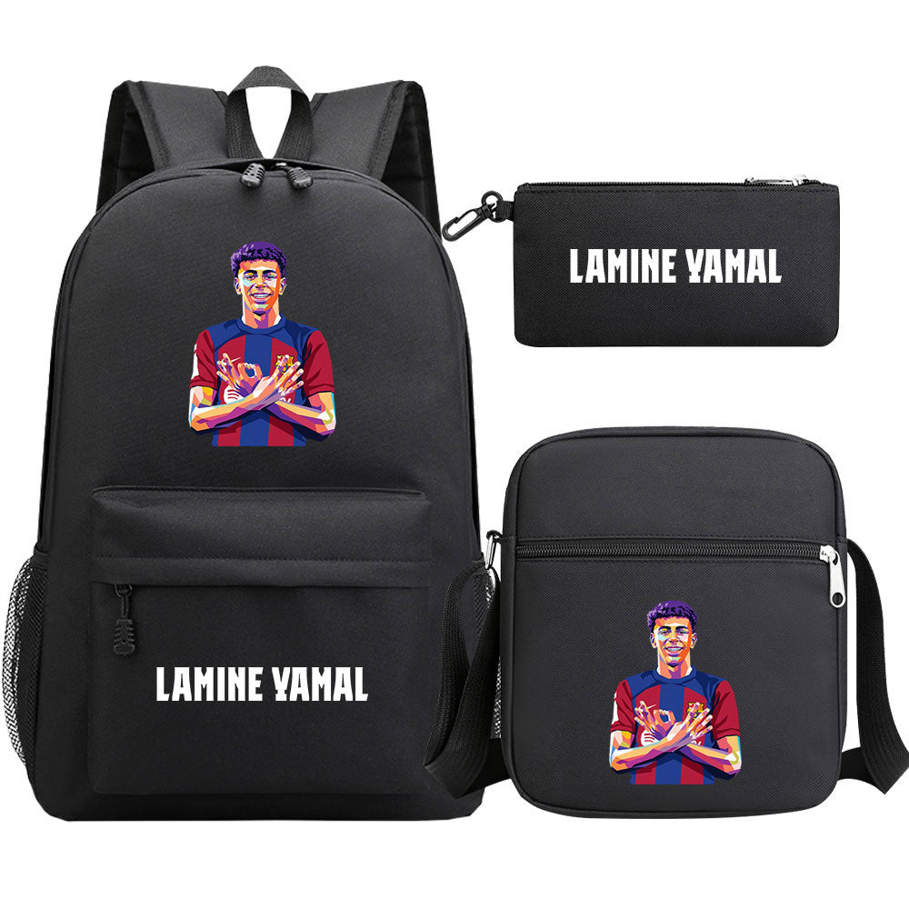 Lamine Yamal Football Player SchoolBag Backpack Shoulder Bag Book Pencil Bags 3pcs Set