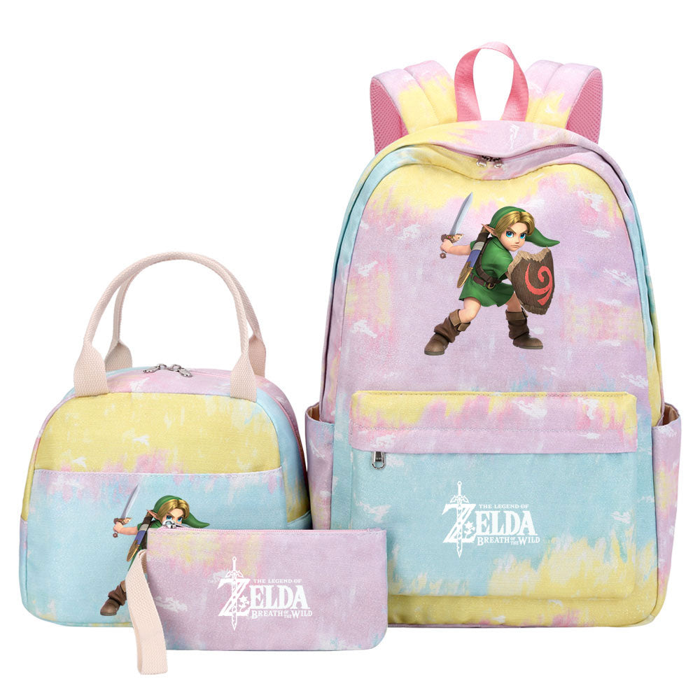 Zelda Pink Starry Sky SchoolBag Backpack Lunch Box Bag Book Pencil Bags 3pcs Set