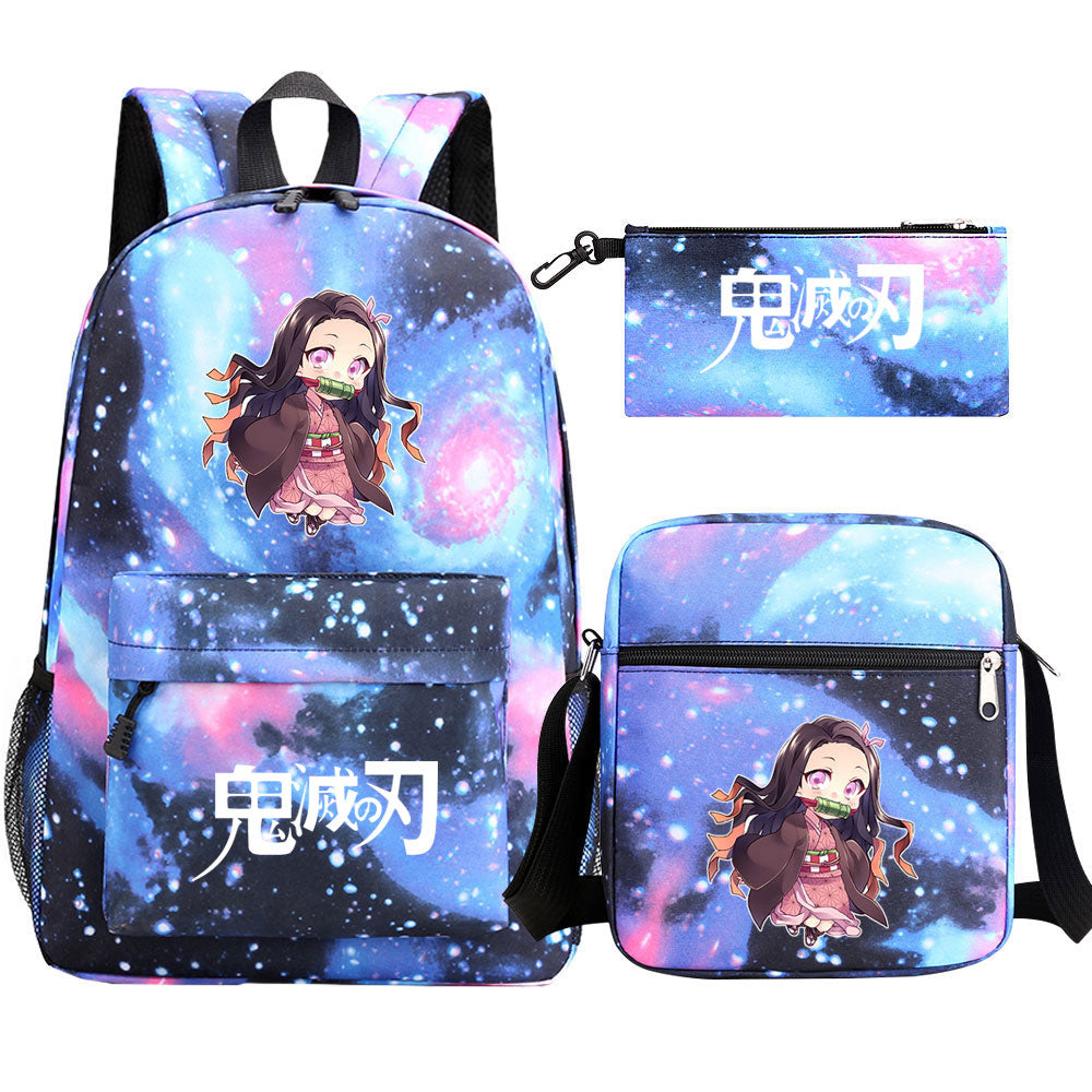 Demon Slayer Kamado Nezuko SchoolBag Backpack Shoulder Bag Book Pencil Bags 3pcs Set