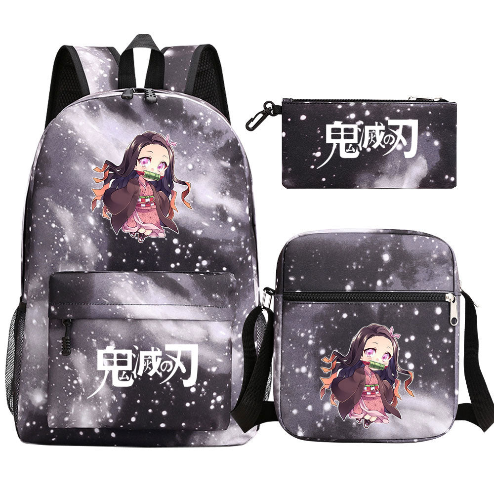 Demon Slayer Kamado Nezuko SchoolBag Backpack Shoulder Bag Book Pencil Bags 3pcs Set