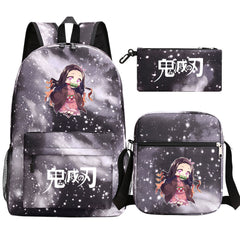 Demon Slayer Kamado Nezuko SchoolBag Backpack Shoulder Bag Book Pencil Bags 3pcs Set