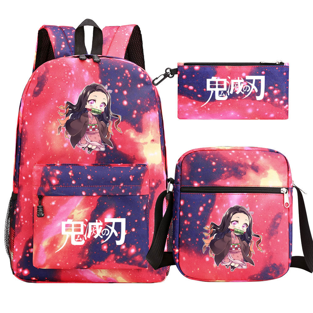 Demon Slayer Kamado Nezuko SchoolBag Backpack Shoulder Bag Book Pencil Bags 3pcs Set