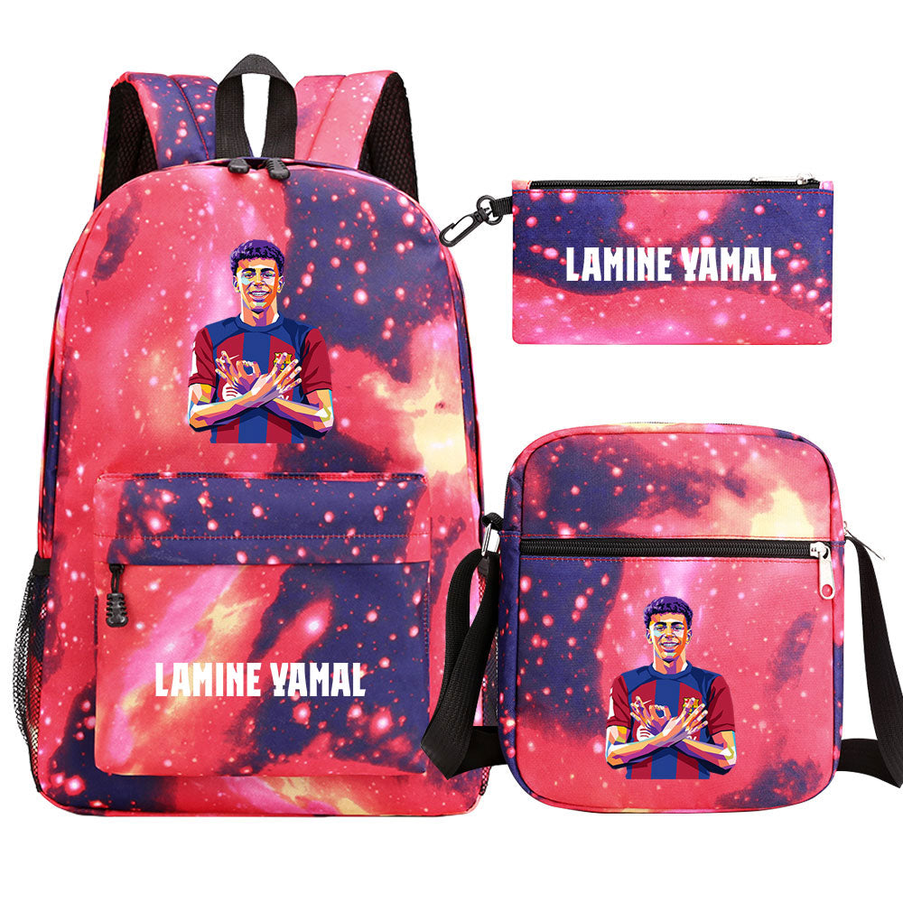 Lamine Yamal Football Player SchoolBag Backpack Shoulder Bag Book Pencil Bags 3pcs Set