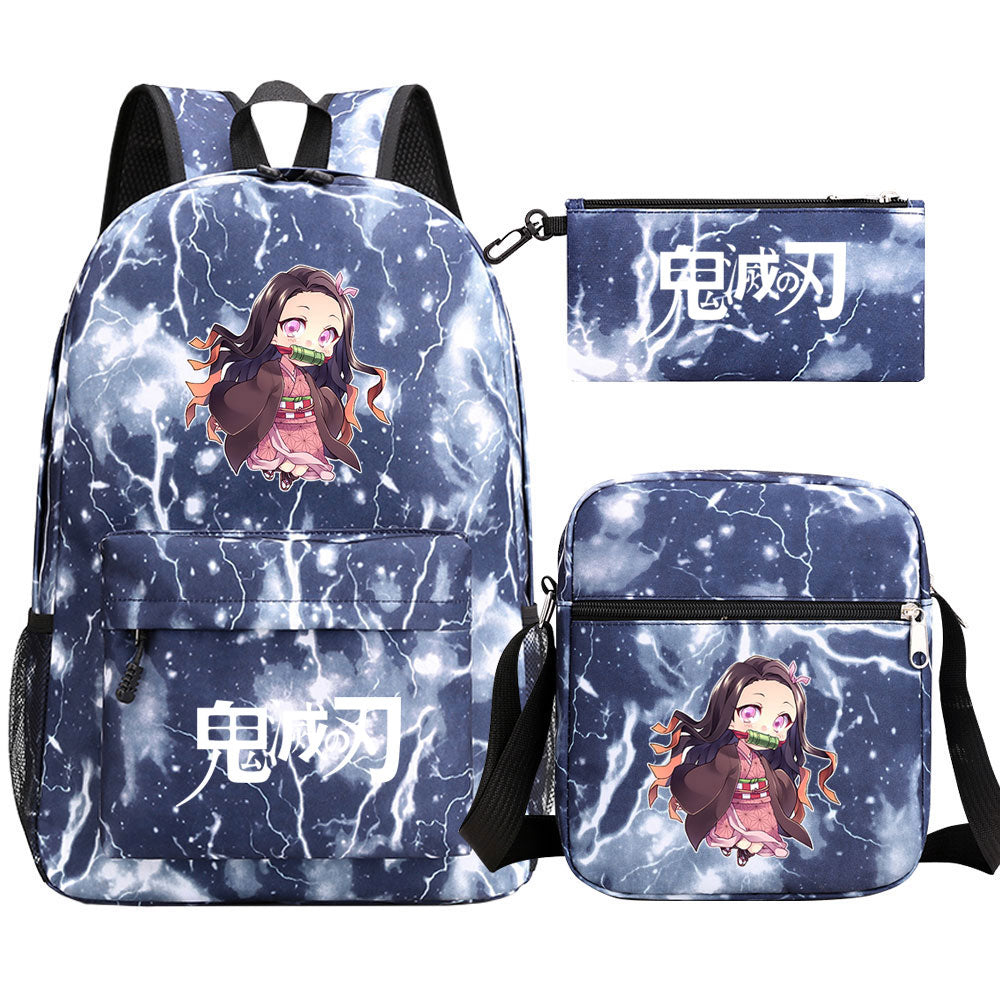 Demon Slayer Kamado Nezuko SchoolBag Backpack Shoulder Bag Book Pencil Bags 3pcs Set