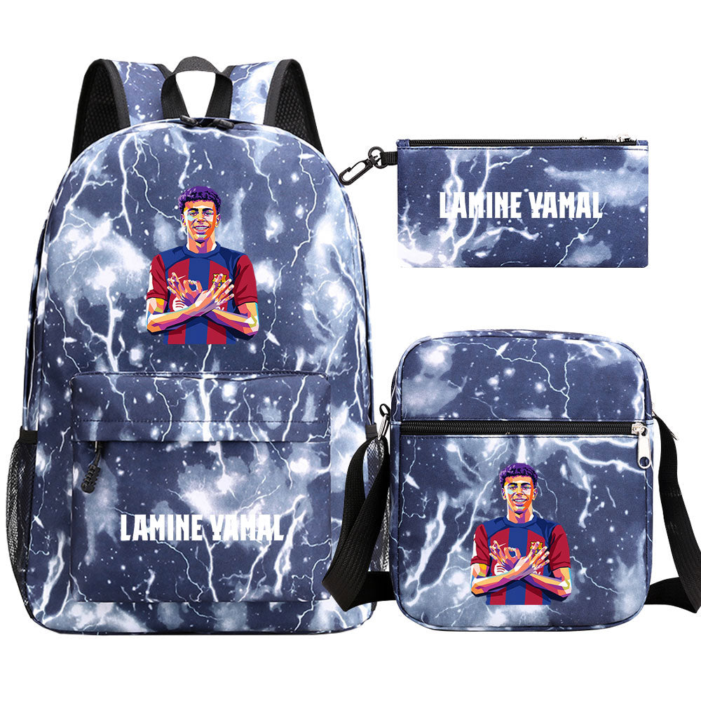 Lamine Yamal Football Player SchoolBag Backpack Shoulder Bag Book Pencil Bags 3pcs Set