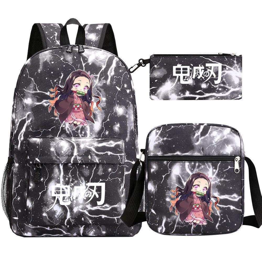 Demon Slayer Kamado Nezuko SchoolBag Backpack Shoulder Bag Book Pencil Bags 3pcs Set
