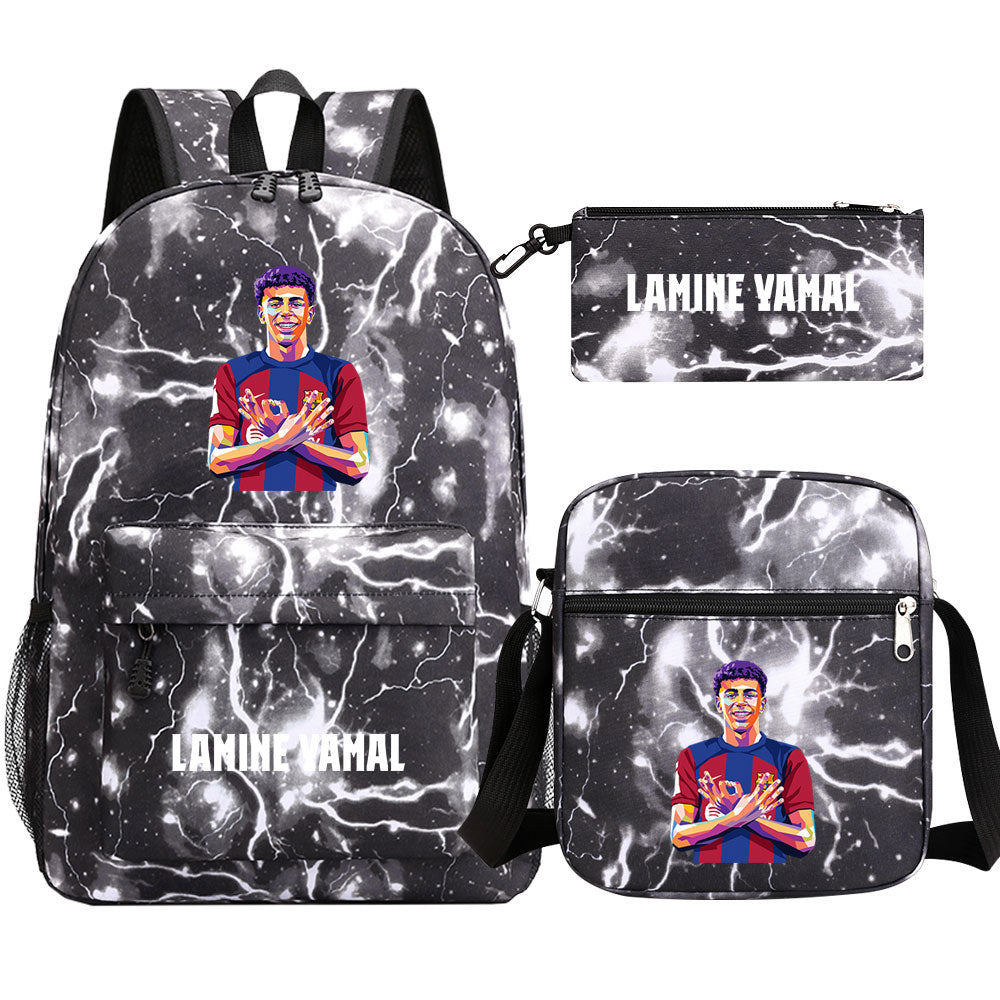 Lamine Yamal Football Player SchoolBag Backpack Shoulder Bag Book Pencil Bags 3pcs Set