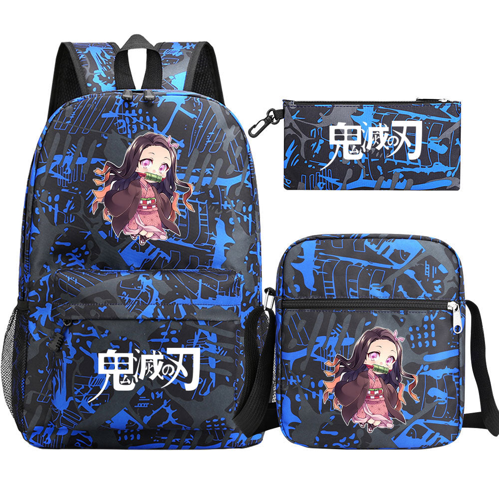 Demon Slayer Kamado Nezuko SchoolBag Backpack Shoulder Bag Book Pencil Bags 3pcs Set