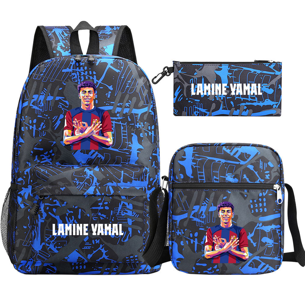 Lamine Yamal Football Player SchoolBag Backpack Shoulder Bag Book Pencil Bags 3pcs Set