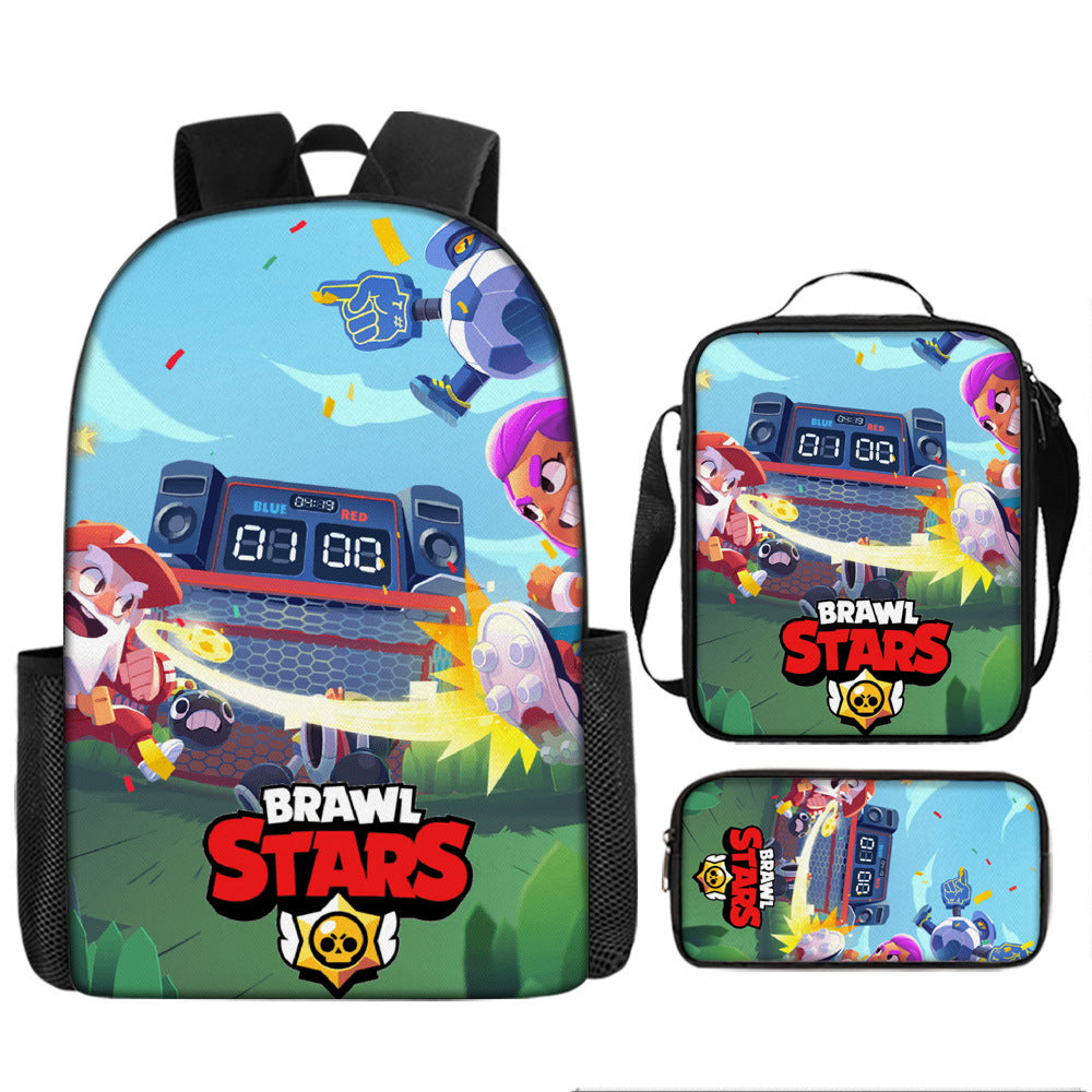 Brawl Stars Schoolbag Backpack Lunch Bag Pencil Case 3pcs Set Gift for Kids Students