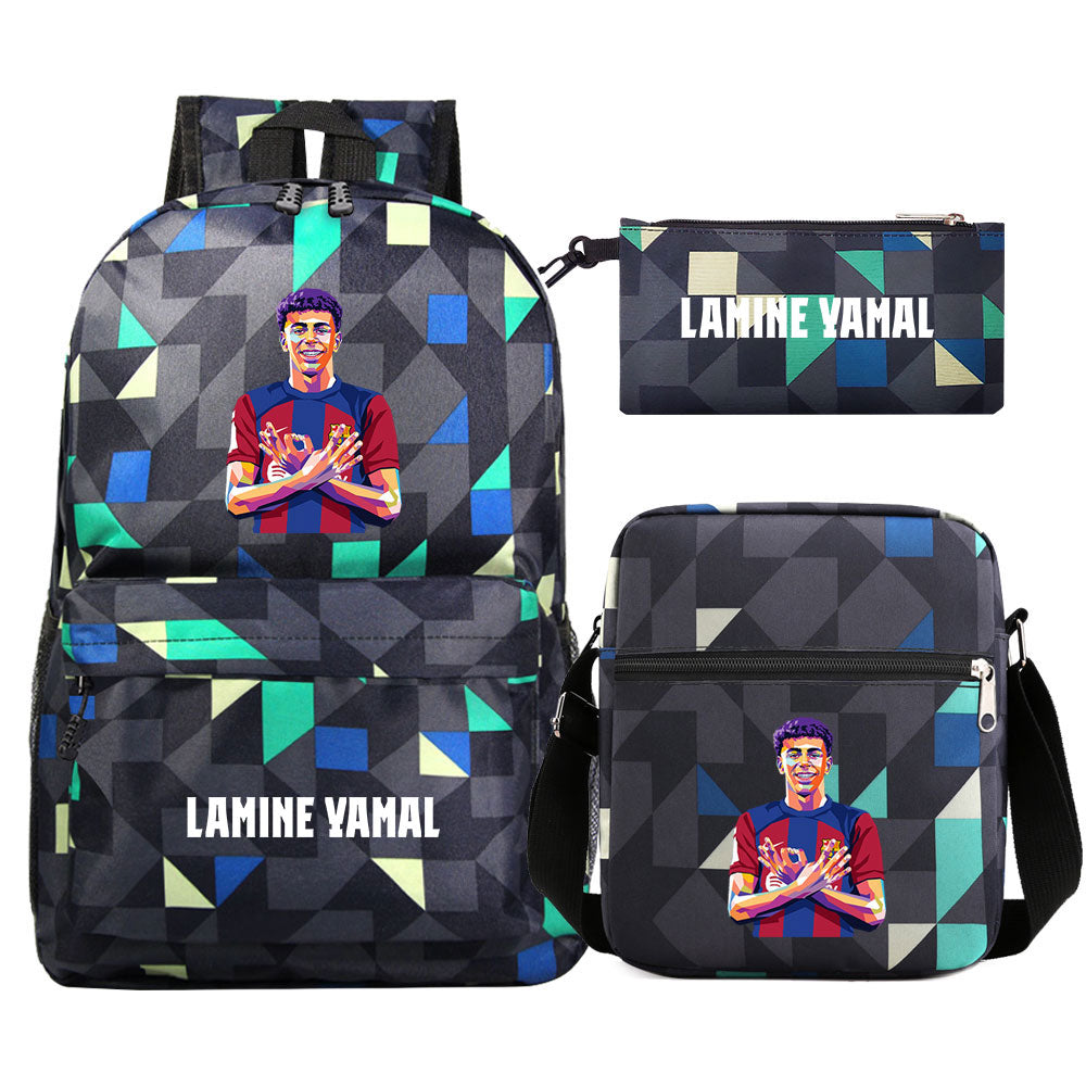 Lamine Yamal Football Player SchoolBag Backpack Shoulder Bag Book Pencil Bags 3pcs Set