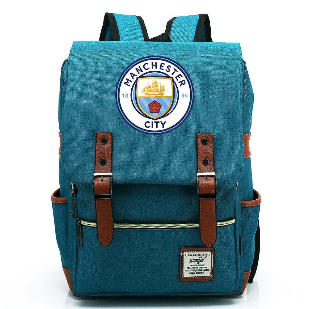Manchester City Football Club Canvas Travel Backpack School Book Bag