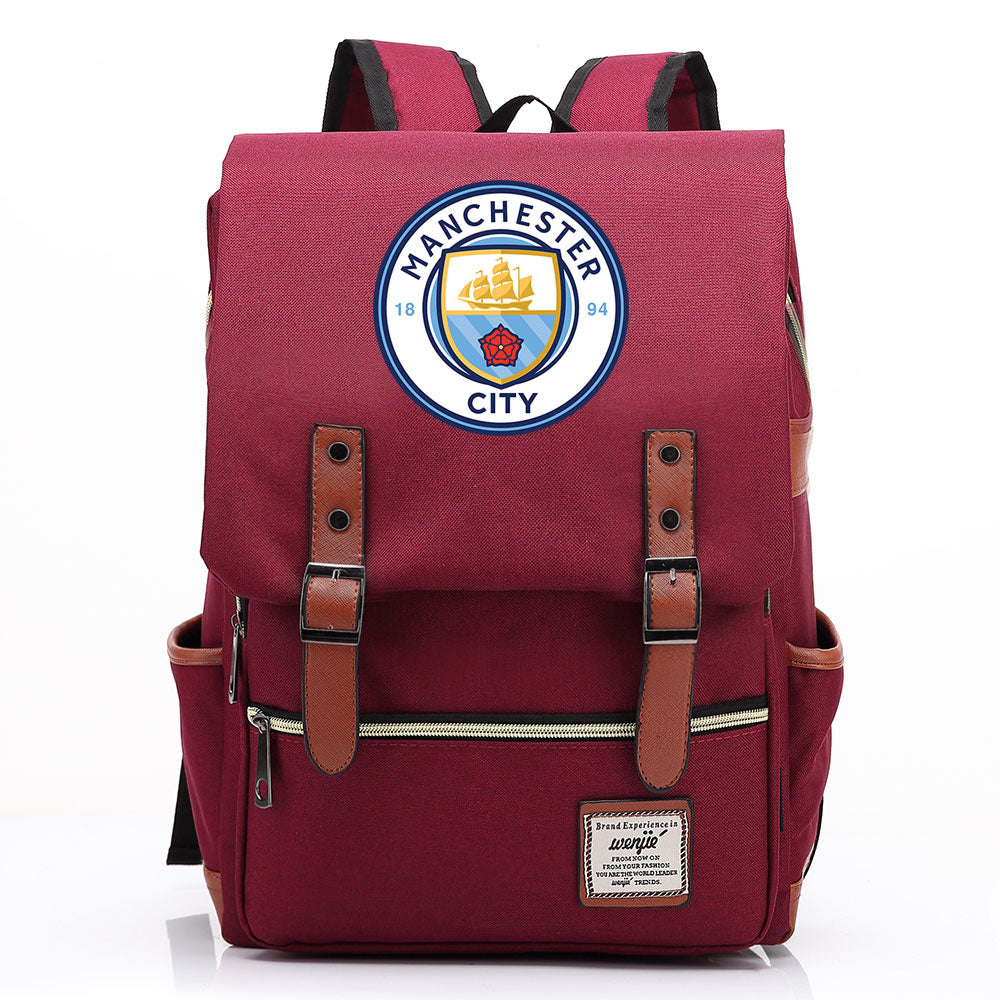 Manchester City Football Club Canvas Travel Backpack School Book Bag