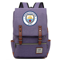 Manchester City Football Club Canvas Travel Backpack School Book Bag