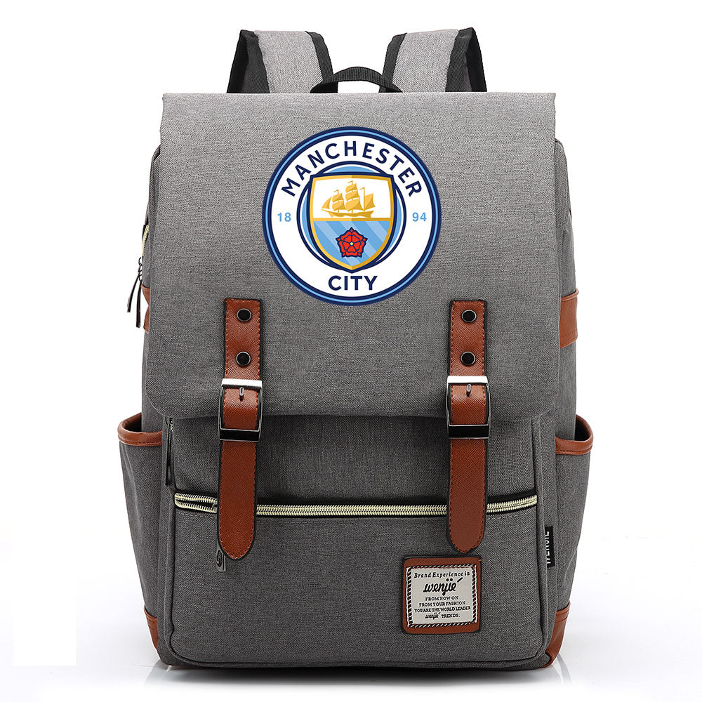 Manchester City Football Club Canvas Travel Backpack School Book Bag
