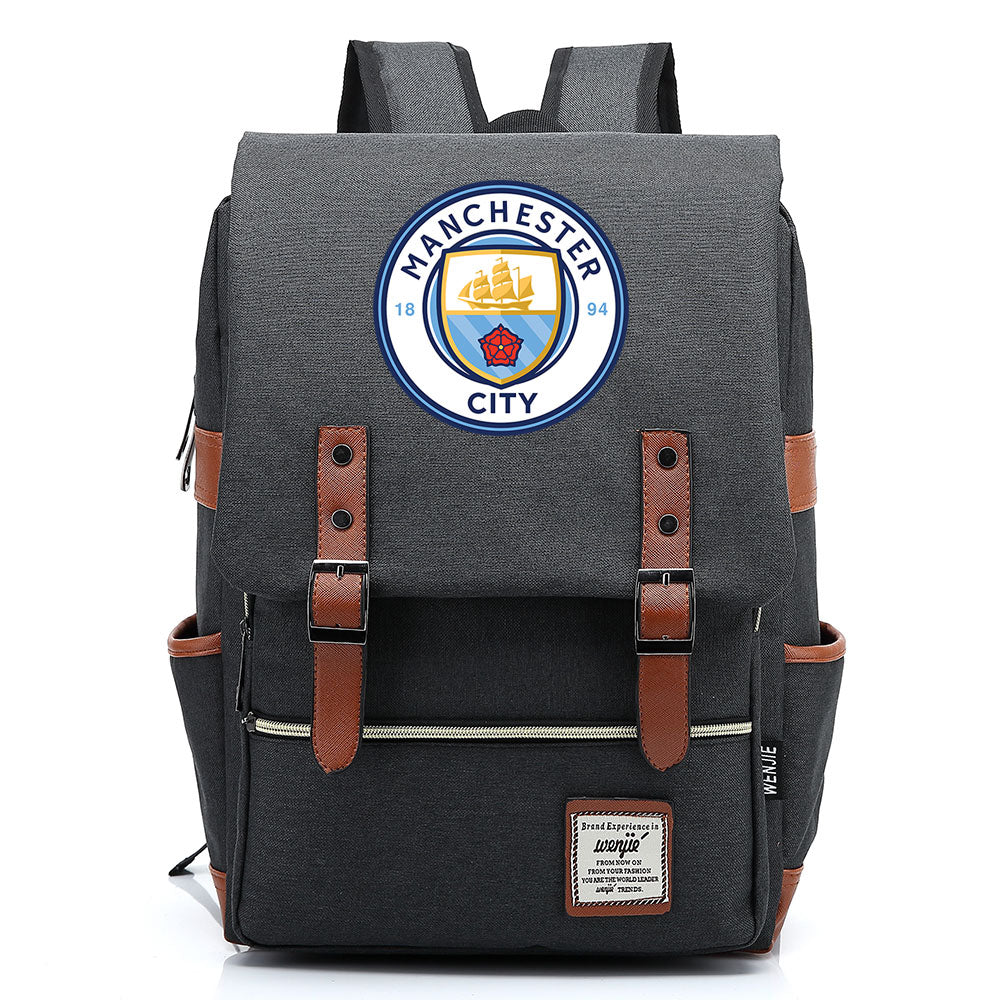 Manchester City Football Club Canvas Travel Backpack School Book Bag