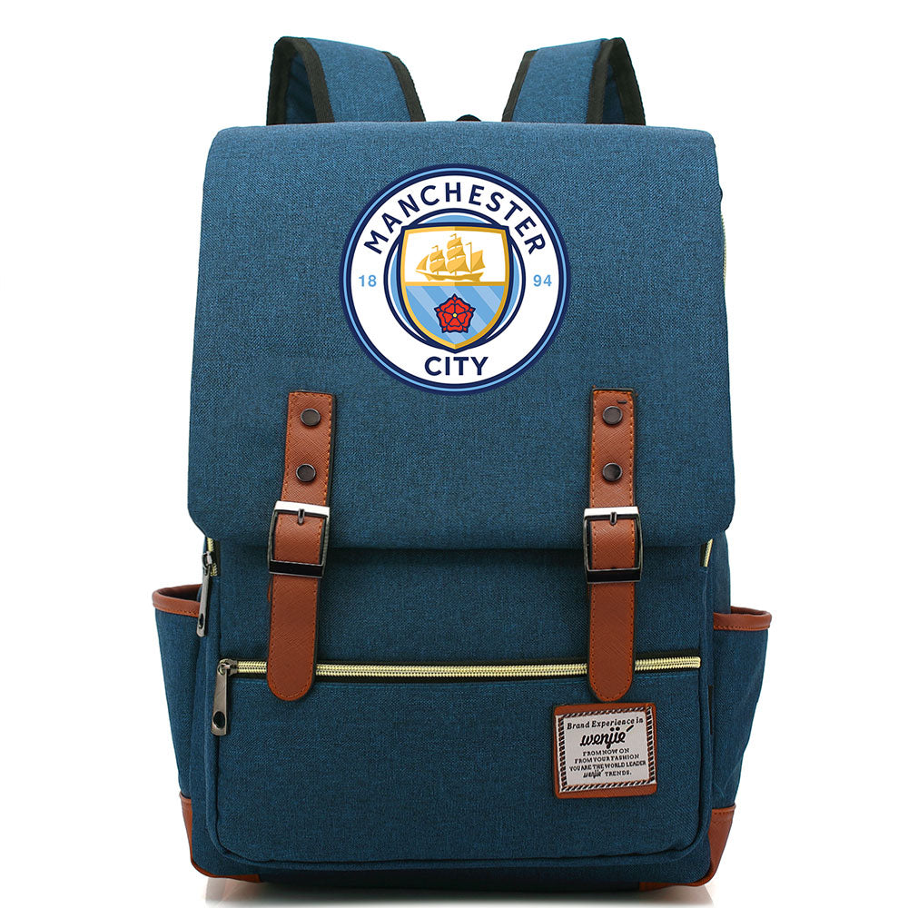 Manchester City Football Club Canvas Travel Backpack School Book Bag
