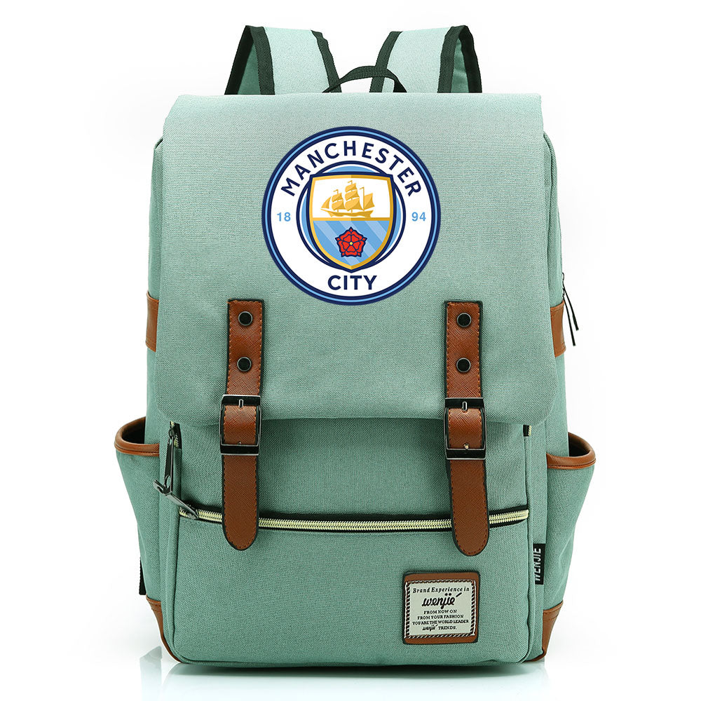 Manchester City Football Club Canvas Travel Backpack School Book Bag