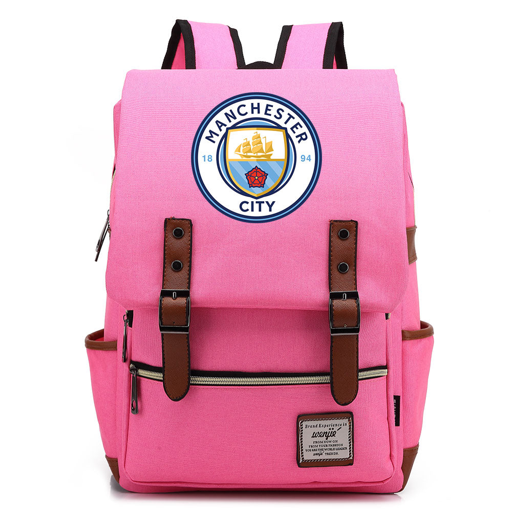 Manchester City Football Club Canvas Travel Backpack School Book Bag