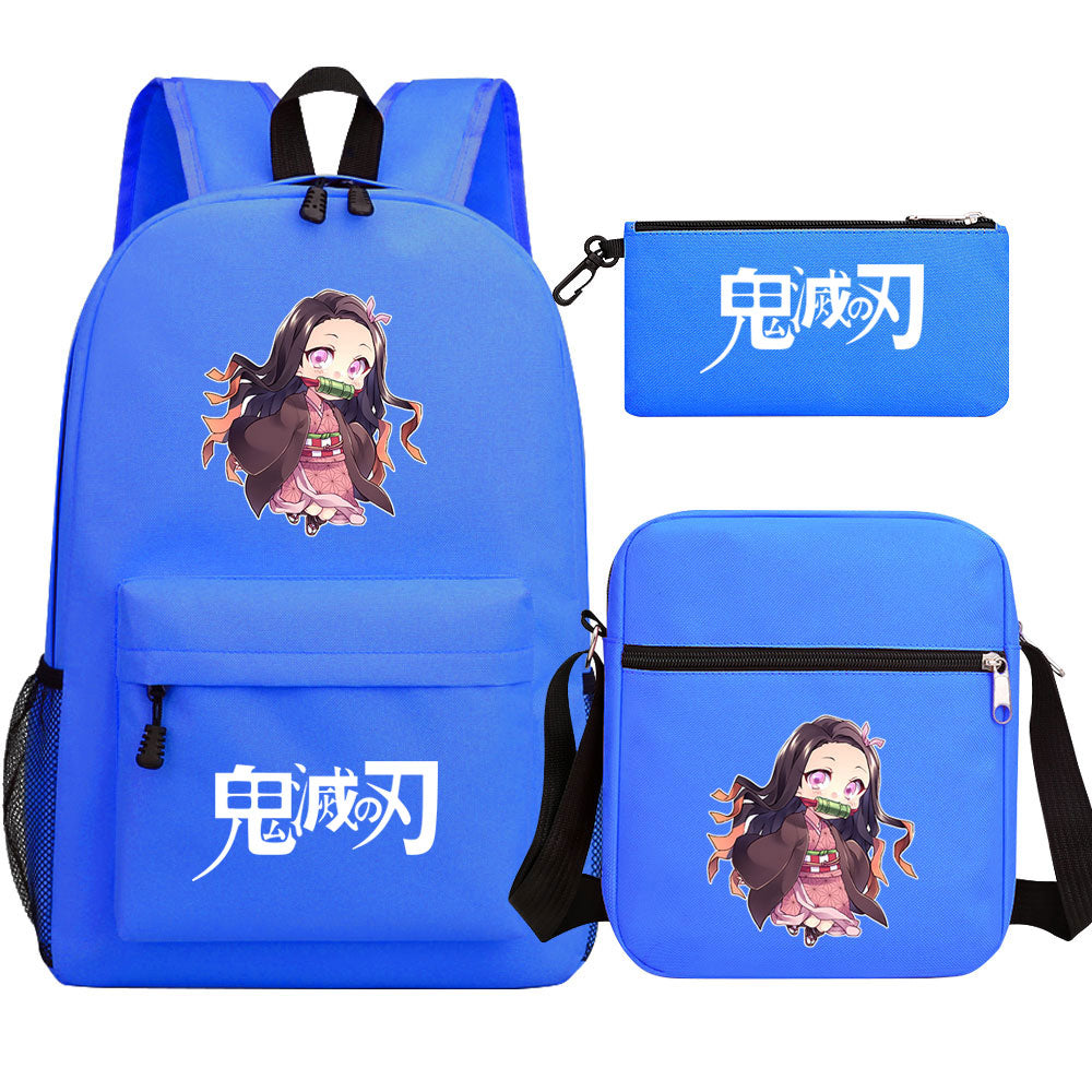 Demon Slayer Kamado Nezuko SchoolBag Backpack Shoulder Bag Book Pencil Bags 3pcs Set