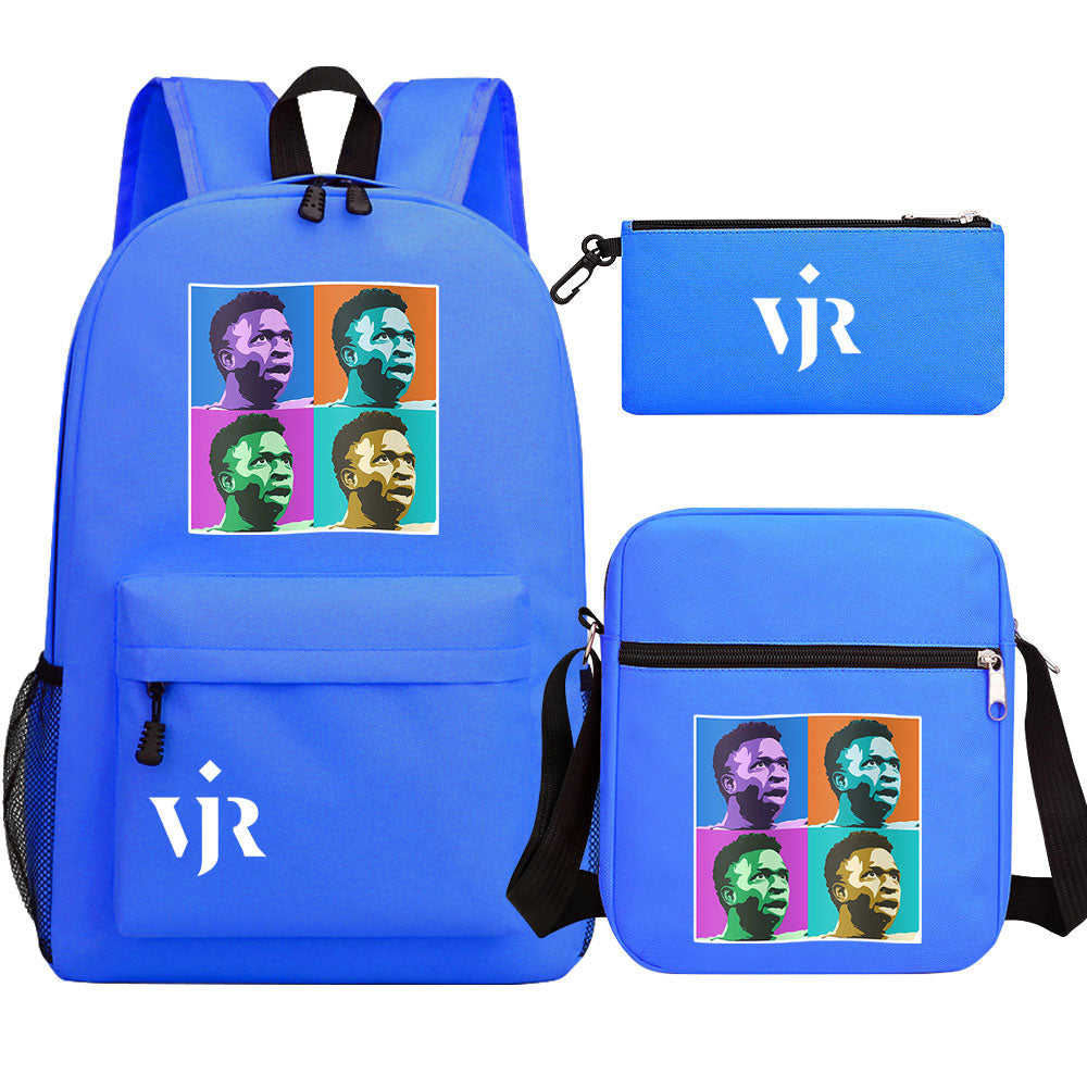 Vinicius Junior Football Player SchoolBag Backpack Shoulder Bag Book Pencil Bags 3pcs Set