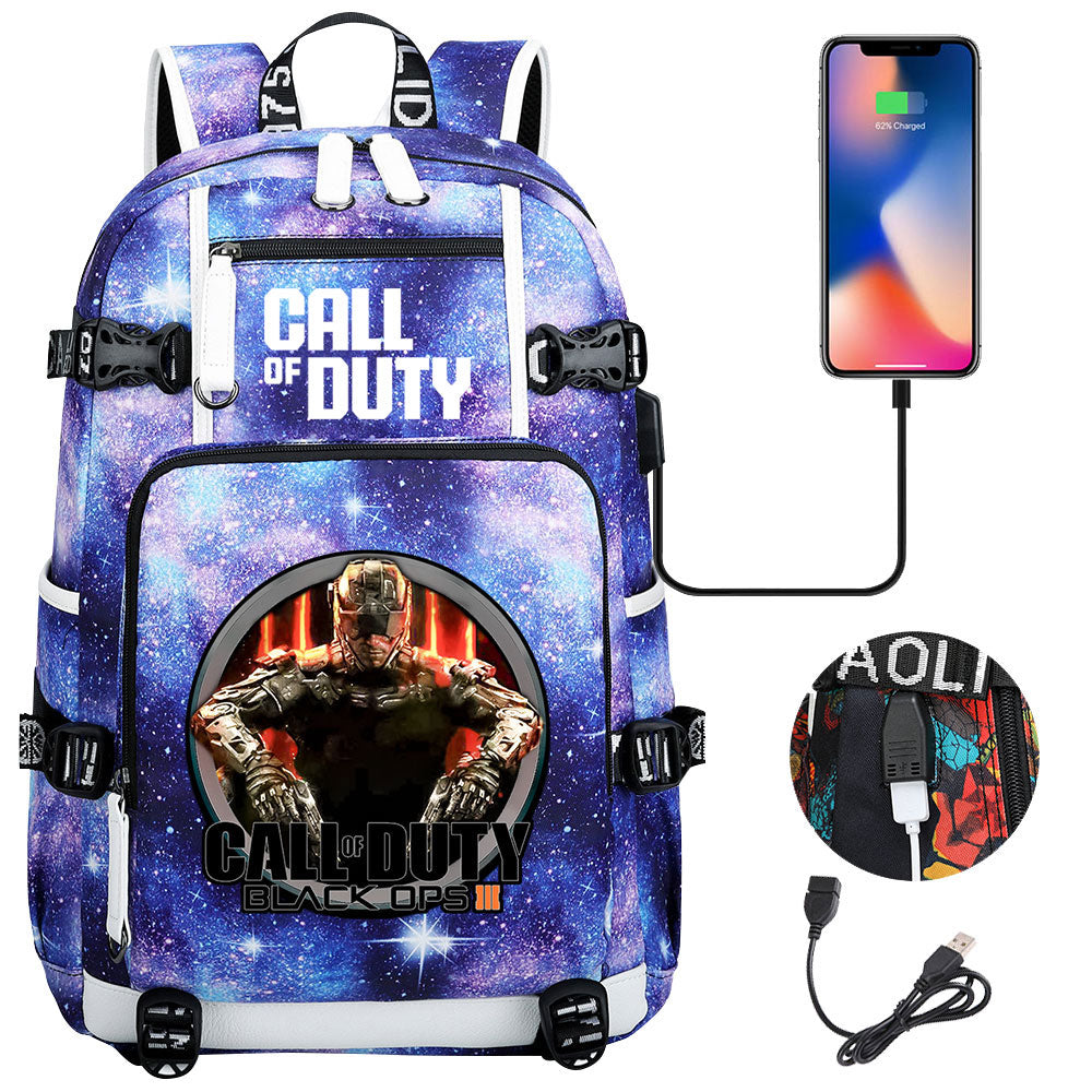 Call of Duty USB Charging Backpack School NoteBook Laptop Travel Bags