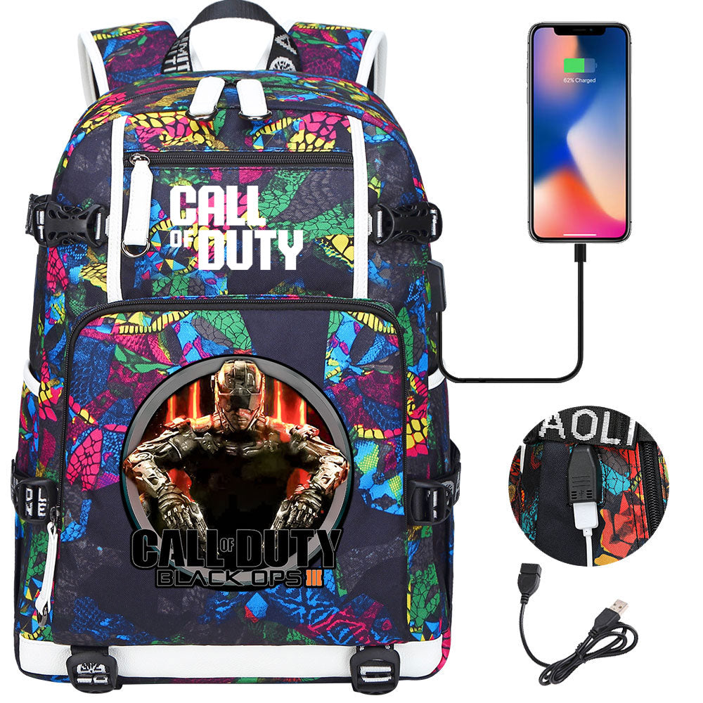 Call of Duty USB Charging Backpack School NoteBook Laptop Travel Bags