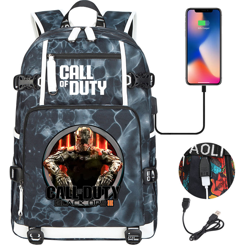 Call of Duty USB Charging Backpack School NoteBook Laptop Travel Bags