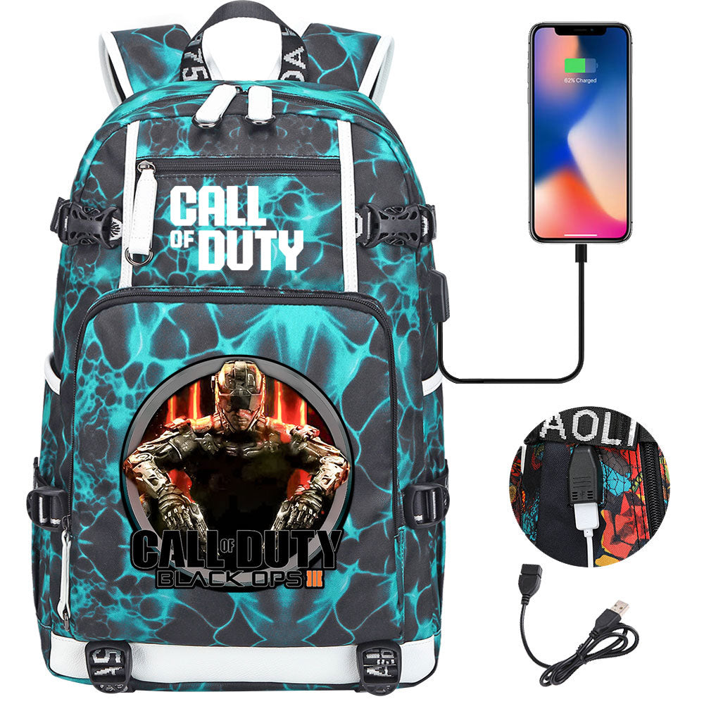 Call of Duty USB Charging Backpack School NoteBook Laptop Travel Bags