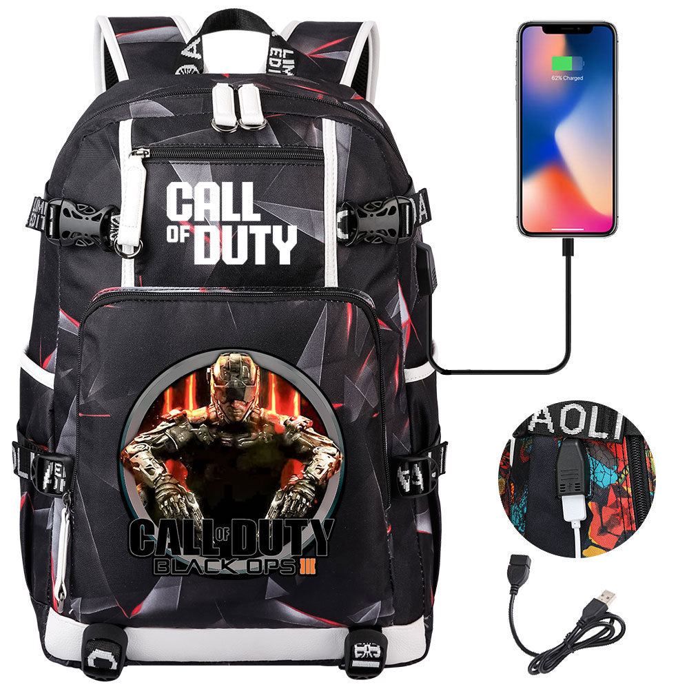 Call of Duty USB Charging Backpack School NoteBook Laptop Travel Bags