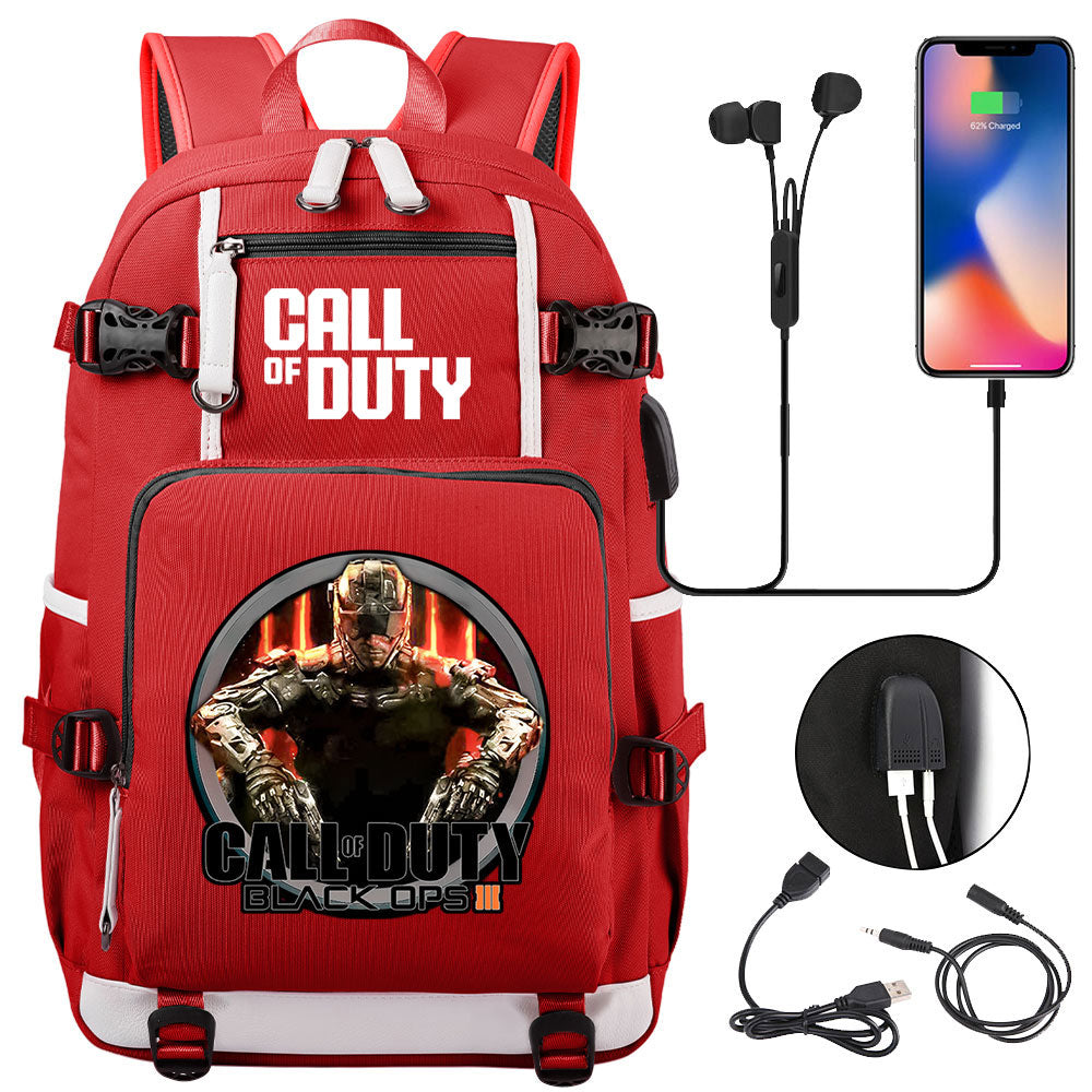 Call of Duty USB Charging Backpack School NoteBook Laptop Travel Bags