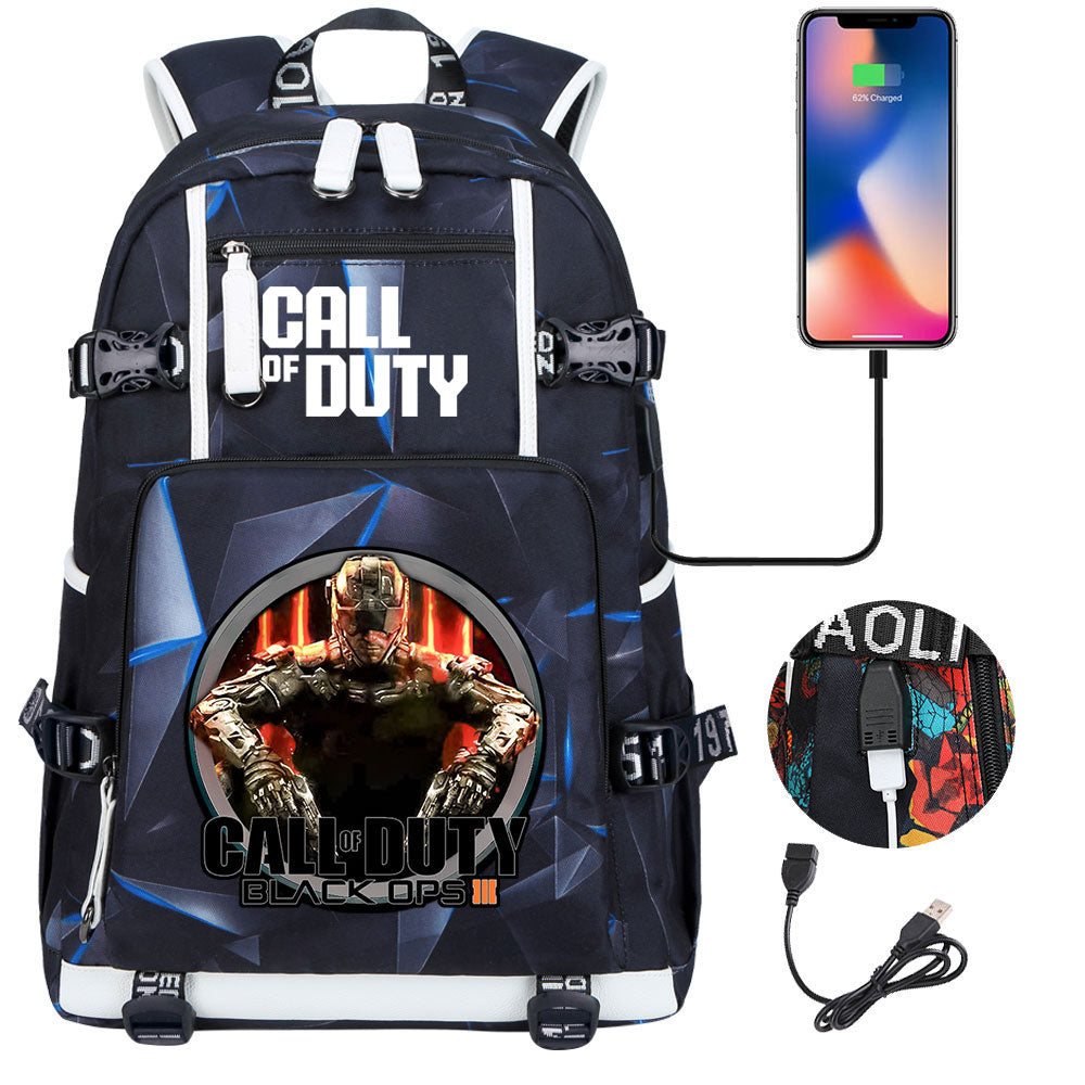 Call of Duty USB Charging Backpack School NoteBook Laptop Travel Bags
