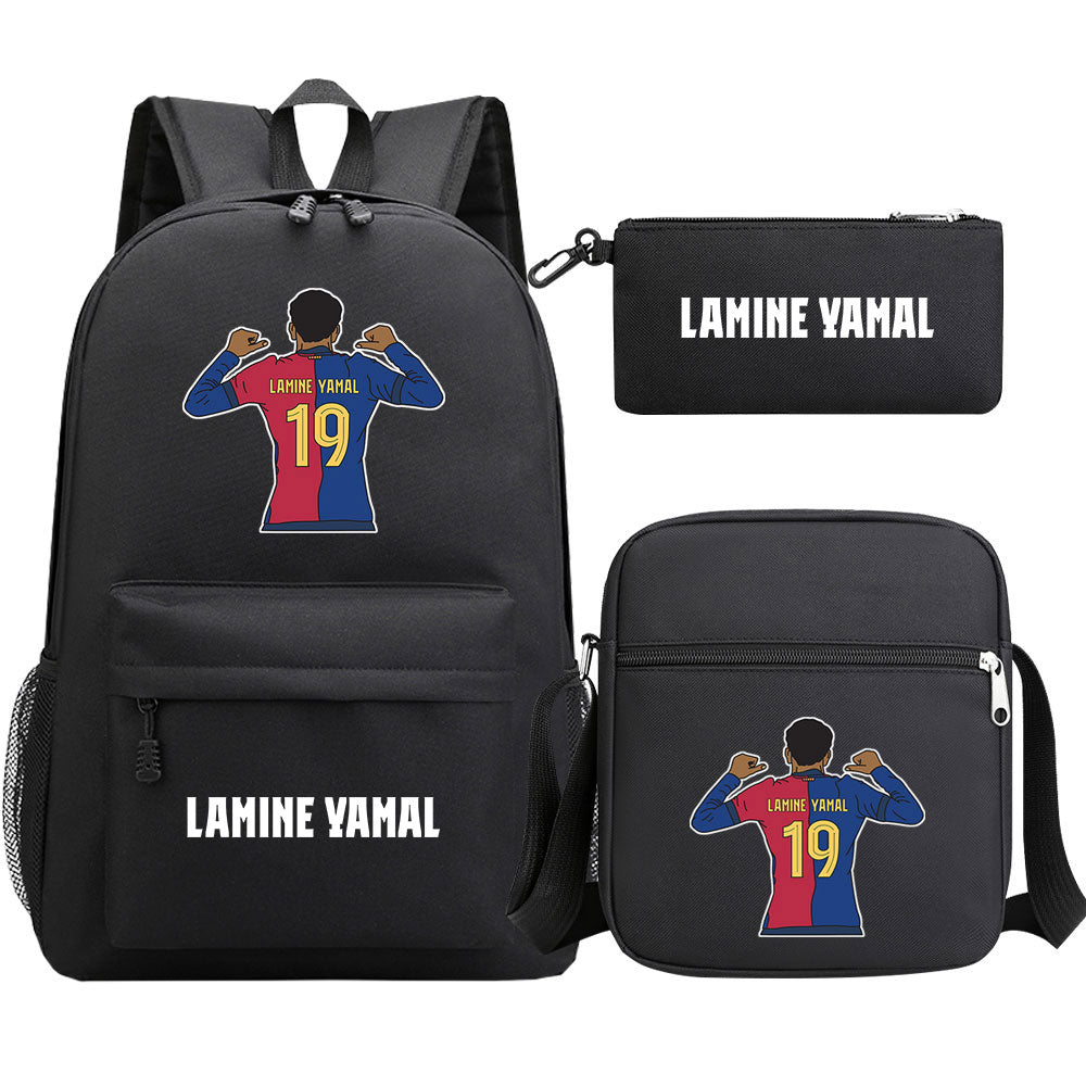 Lamine Yamal Football Player SchoolBag Backpack Shoulder Bag Book Pencil Bags 3pcs Set