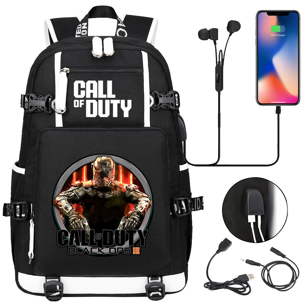 Call of Duty USB Charging Backpack School NoteBook Laptop Travel Bags