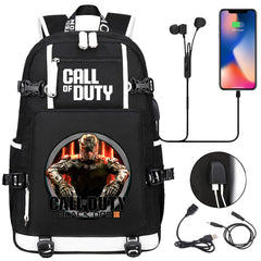 Call of Duty USB Charging Backpack School NoteBook Laptop Travel Bags