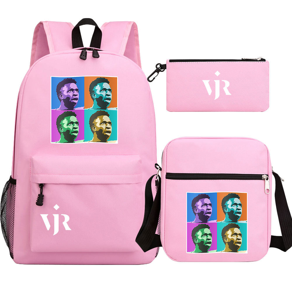 Vinicius Junior Football Player SchoolBag Backpack Shoulder Bag Book Pencil Bags 3pcs Set