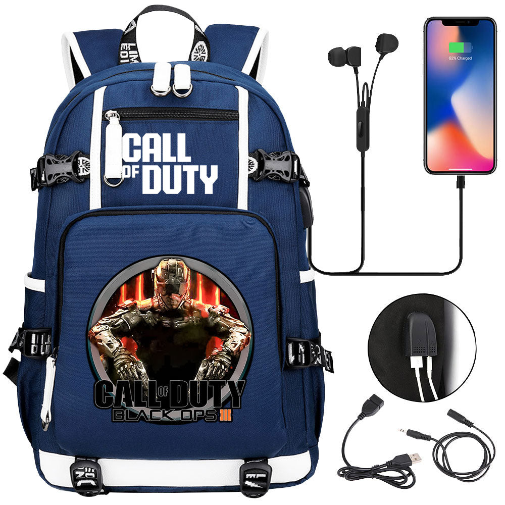 Call of Duty USB Charging Backpack School NoteBook Laptop Travel Bags