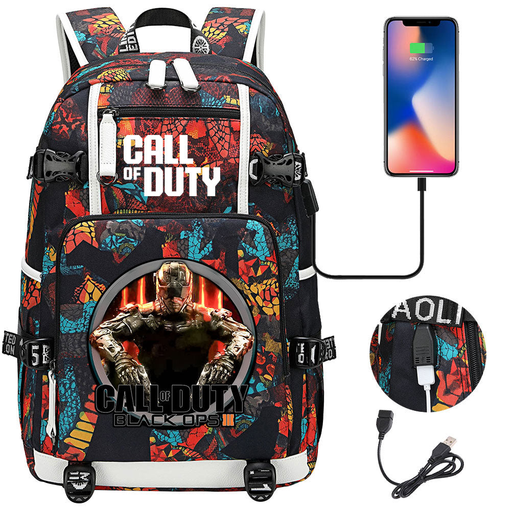 Call of Duty USB Charging Backpack School NoteBook Laptop Travel Bags