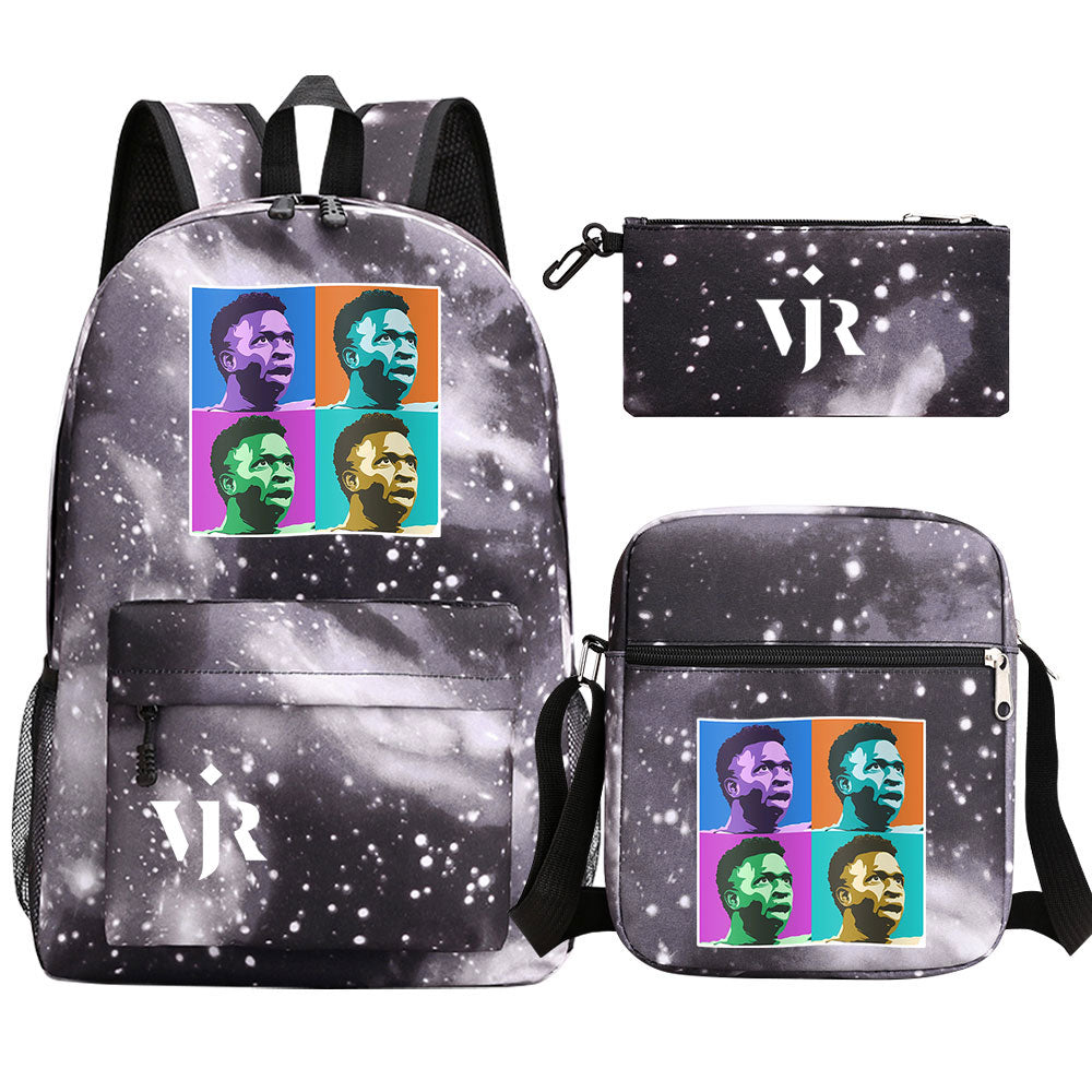 Vinicius Junior Football Player SchoolBag Backpack Shoulder Bag Book Pencil Bags 3pcs Set