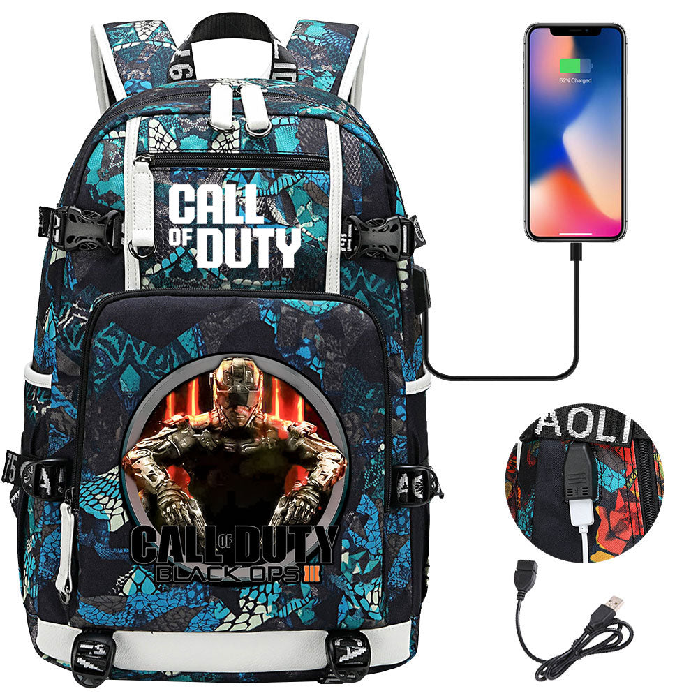 Call of Duty USB Charging Backpack School NoteBook Laptop Travel Bags